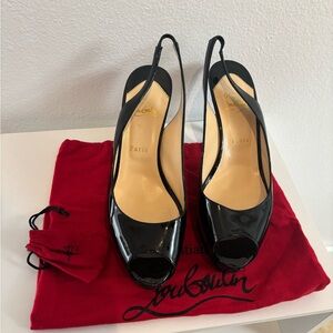 Christian Louboutin Black Patent Slingback Heels